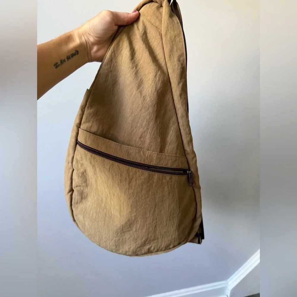 Ameri Bag Healthy Back Travel Bag Crossbody Sling Bag Canvas Brown Tan